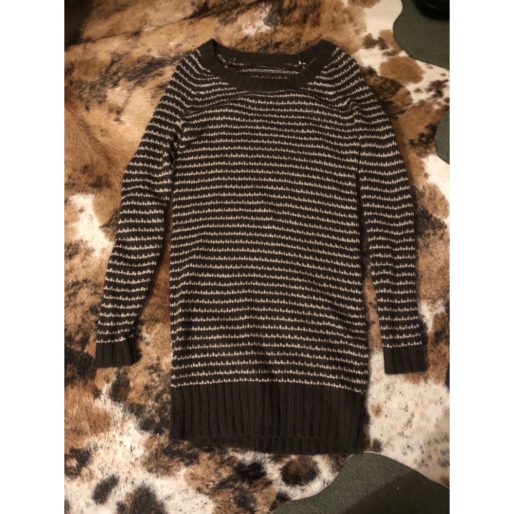 Striped wool brown tan sweater dress